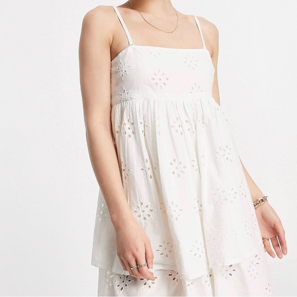 ASOS - Double Layer Tie Back Mini Sundress (White) - Picture 3 of 4